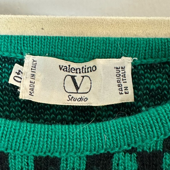 RARE VINTAGE Valentino Garavani Studio Green Black Checkered Knit with Buttons - Picture 4 of 6